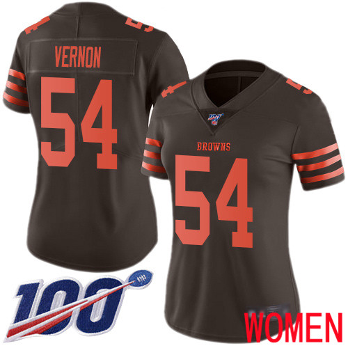 Cleveland Browns Olivier Vernon Women Brown Limited Jersey #54 NFL Football 100th Season Rush Vapor Untouchable